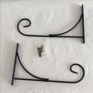 Simply Style Black iron Metal Hanging Plant Brackets 10” Pack of 2 ornate new
